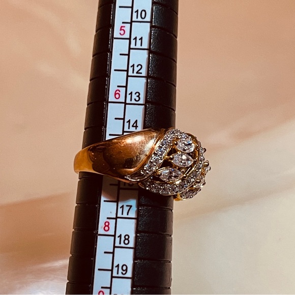 🎁Gorgeous GP 925 Sterling Silver Hatch & Line Ring w/Marquis & Round Cut Zircon - Picture 6 of 16